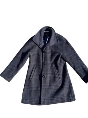 Ellen Tracy Size 6 Gray Plaid Wool Blend OverCoat